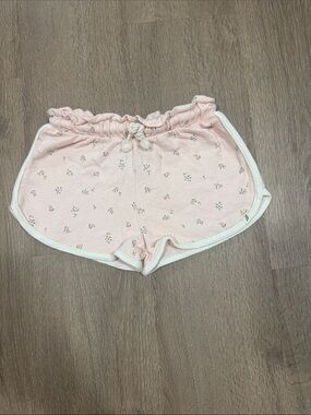Girls' Pink Floral Knit Drawstring Shorts